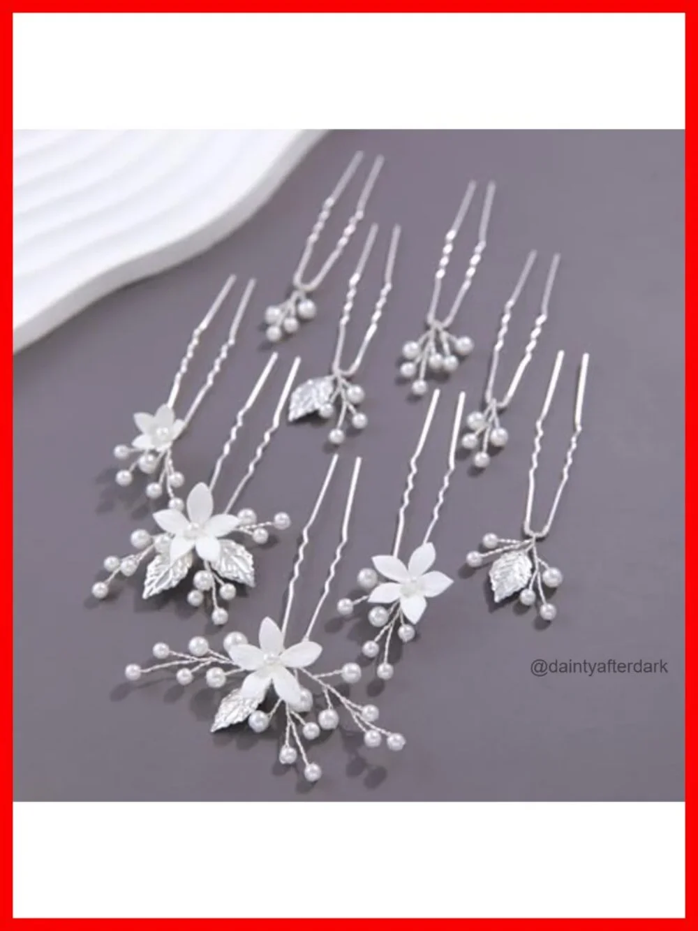 Handmade Pearl Bridal Wedding Hair Pins 9Pcs White Flower Pearls Clips
